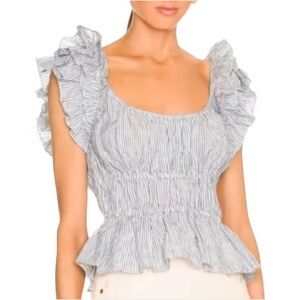 Ulla Johnson Paloma Top  in marine striped linen Size 2